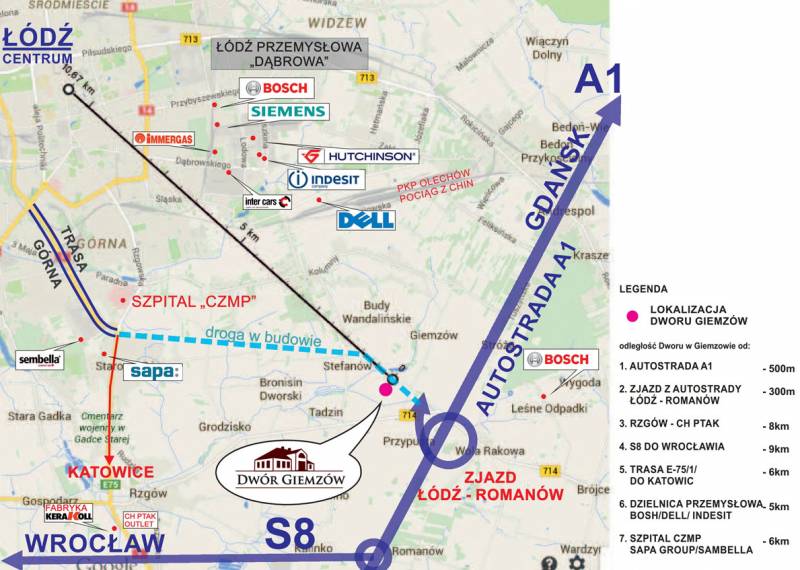 Hotel przy autostradzie A1 mapa hotel przy autostradzie a1